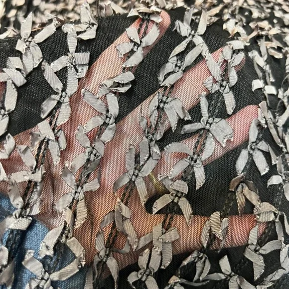 D Studio Womens Size 8 Black Mesh Ribbon Top Avant Garde Shabby Chic Goth Y2K - Picture 6 of 11